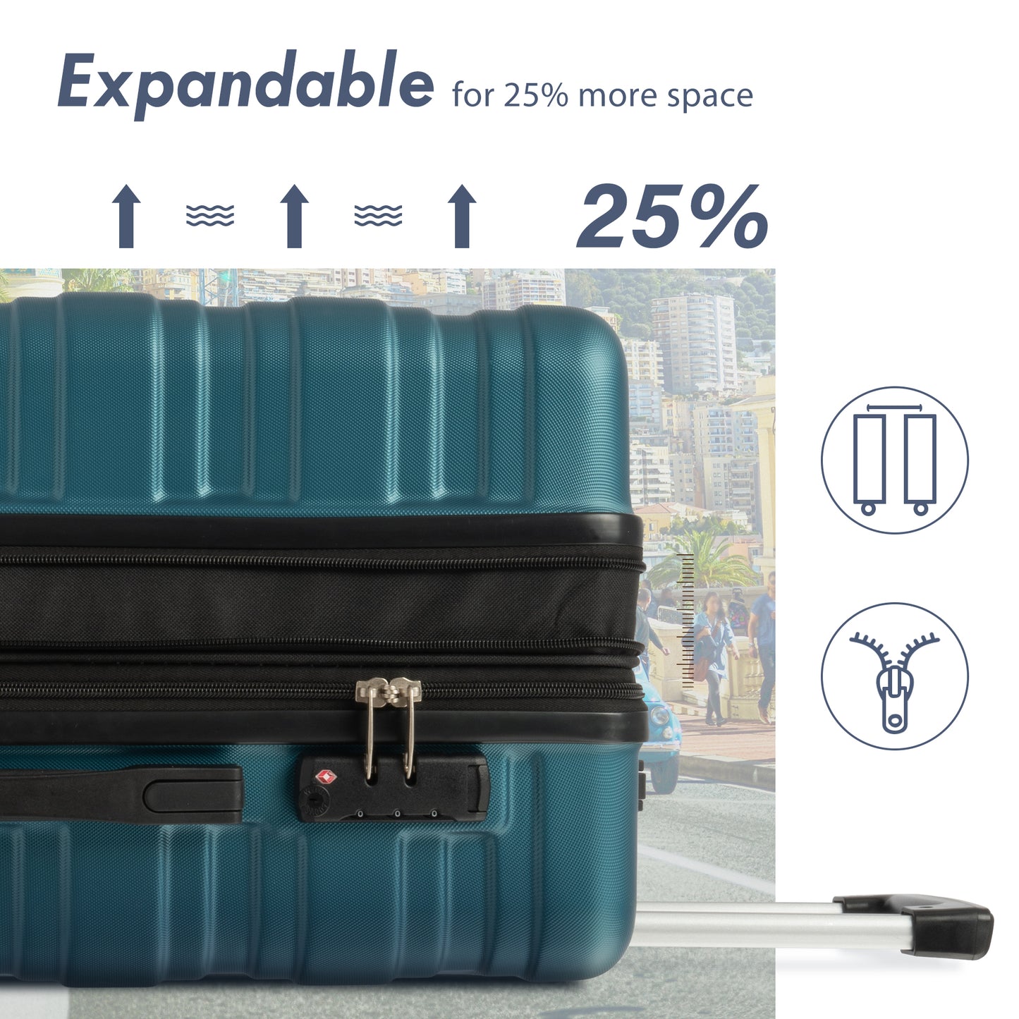 Merax Luggage with TSA Lock Spinner Wheels Hardside Expandable Luggage Travel Suitcase Carry on Luggage ABS 24" blue green