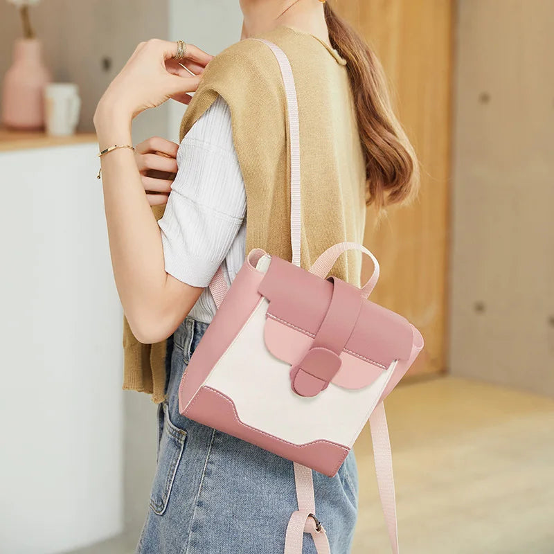 Women's Lightweight Backpack Female Fashion Small Travel Daypack Soft Pu Leather Backpacks