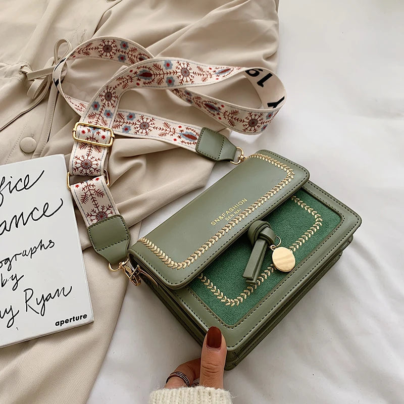 Contrast color Leather Crossbody Bags Travel Handbag Fashion Simple Shoulder Messenger Bag Ladies Cross Body Bag