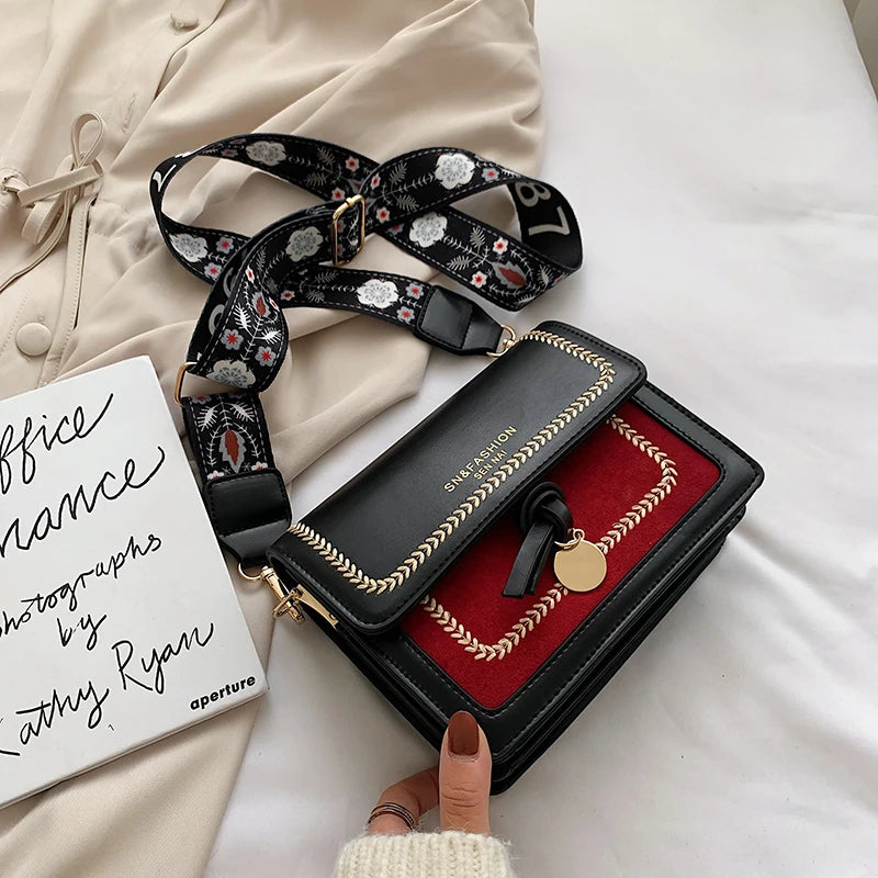 Contrast color Leather Crossbody Bags Travel Handbag Fashion Simple Shoulder Messenger Bag Ladies Cross Body Bag