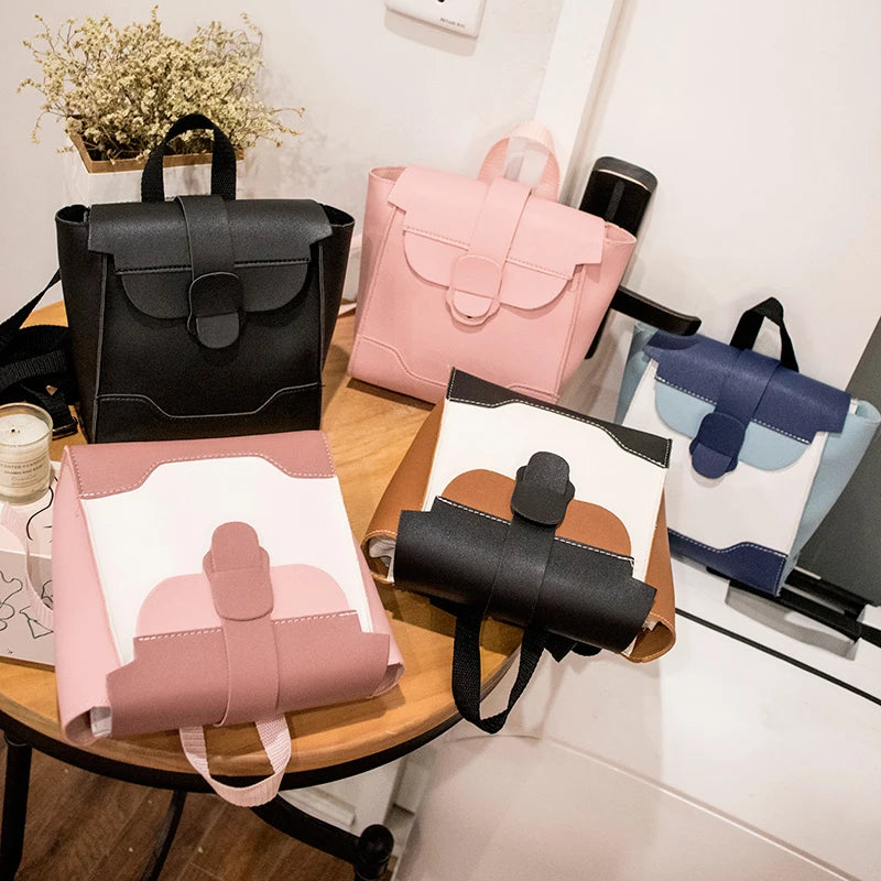 Women's Lightweight Backpack Female Fashion Small Travel Daypack Soft Pu Leather Backpacks